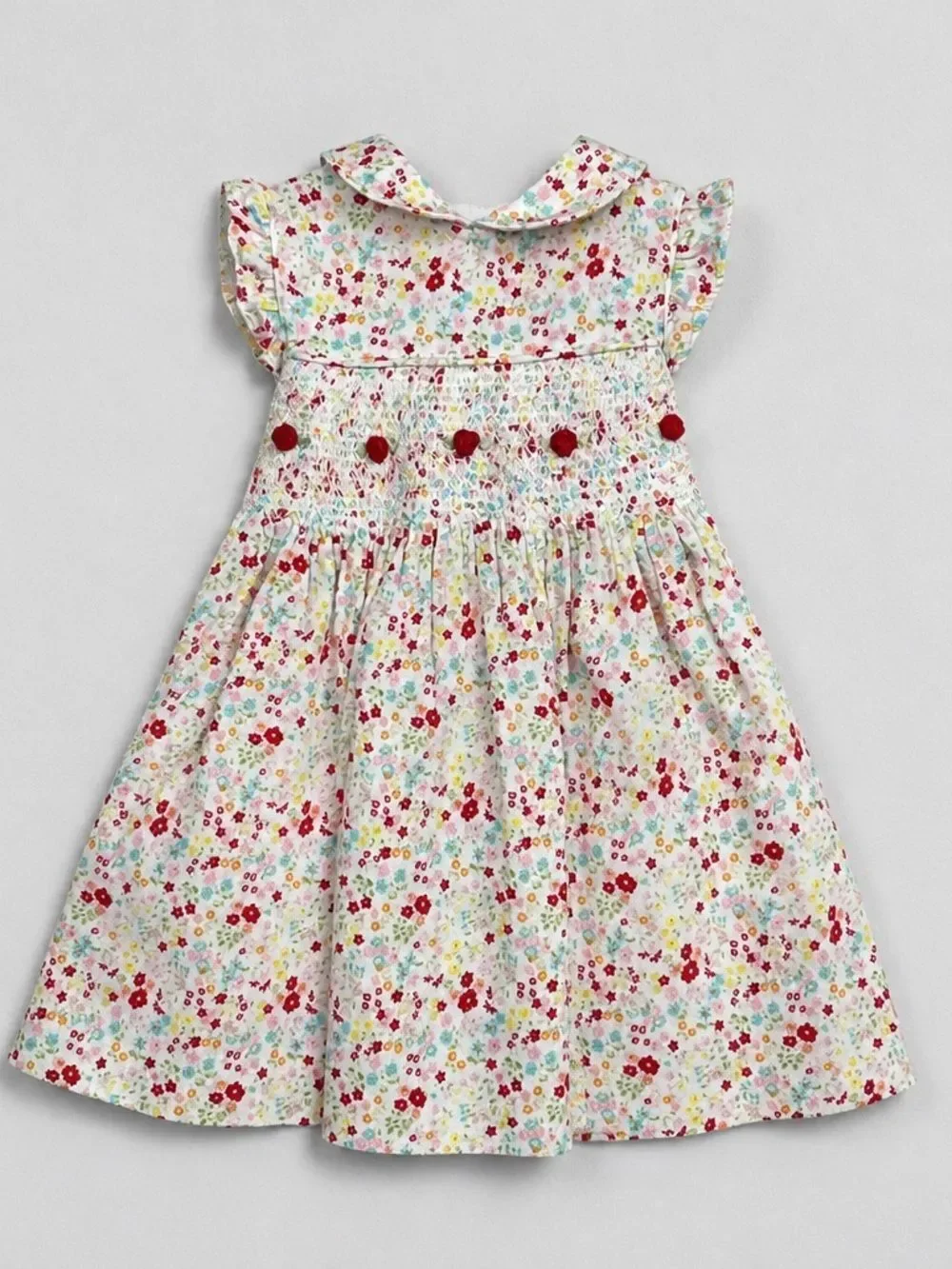 Laura Ashley Floral smocked dress with rose embroidery pink and white 9 months
